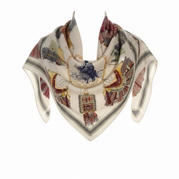 Hermes cashmere Scarf in Green and Blue - Picture 9 of 10